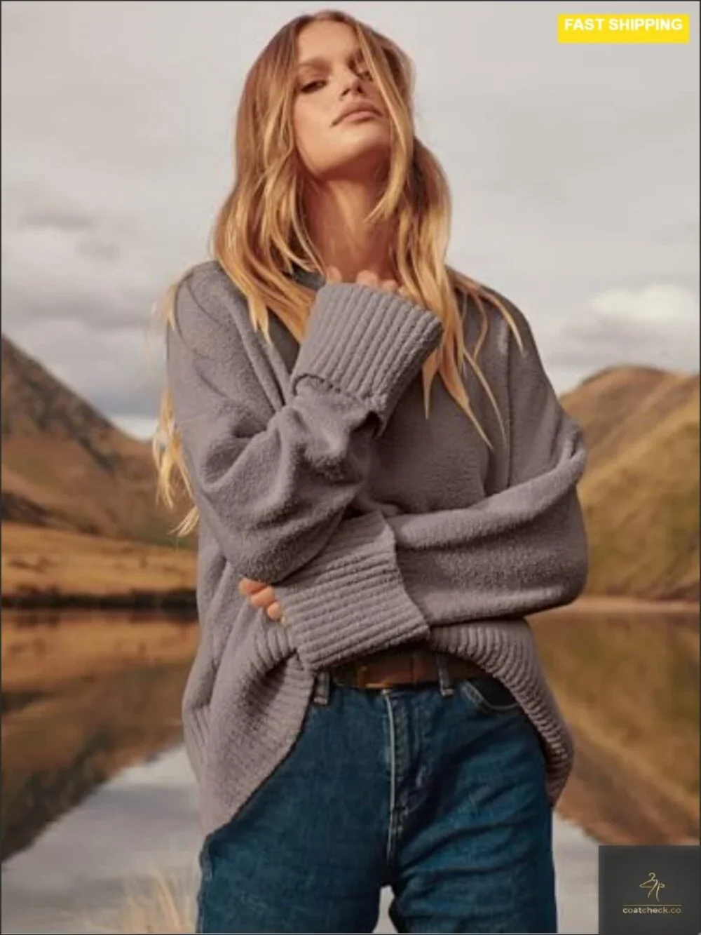 Oversized Fuzzy Knit Chunky Pullover Sweater Long Sleeve Crew Neck